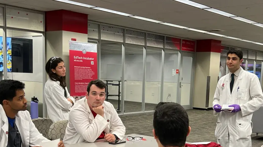 Dr Nassani with a variety of students, reflecting on 3D Printing Lab for Dental Course.